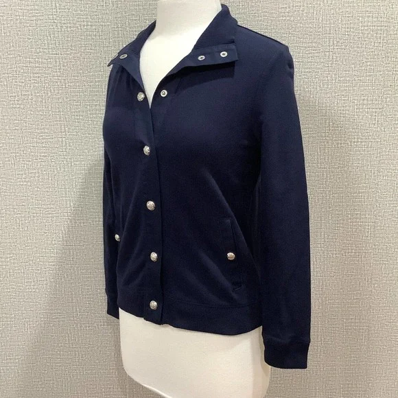 Ralph Lauren Womens Petite Casual Jacket Snap Up Navy Blue sz PS - Picture 2 of 9